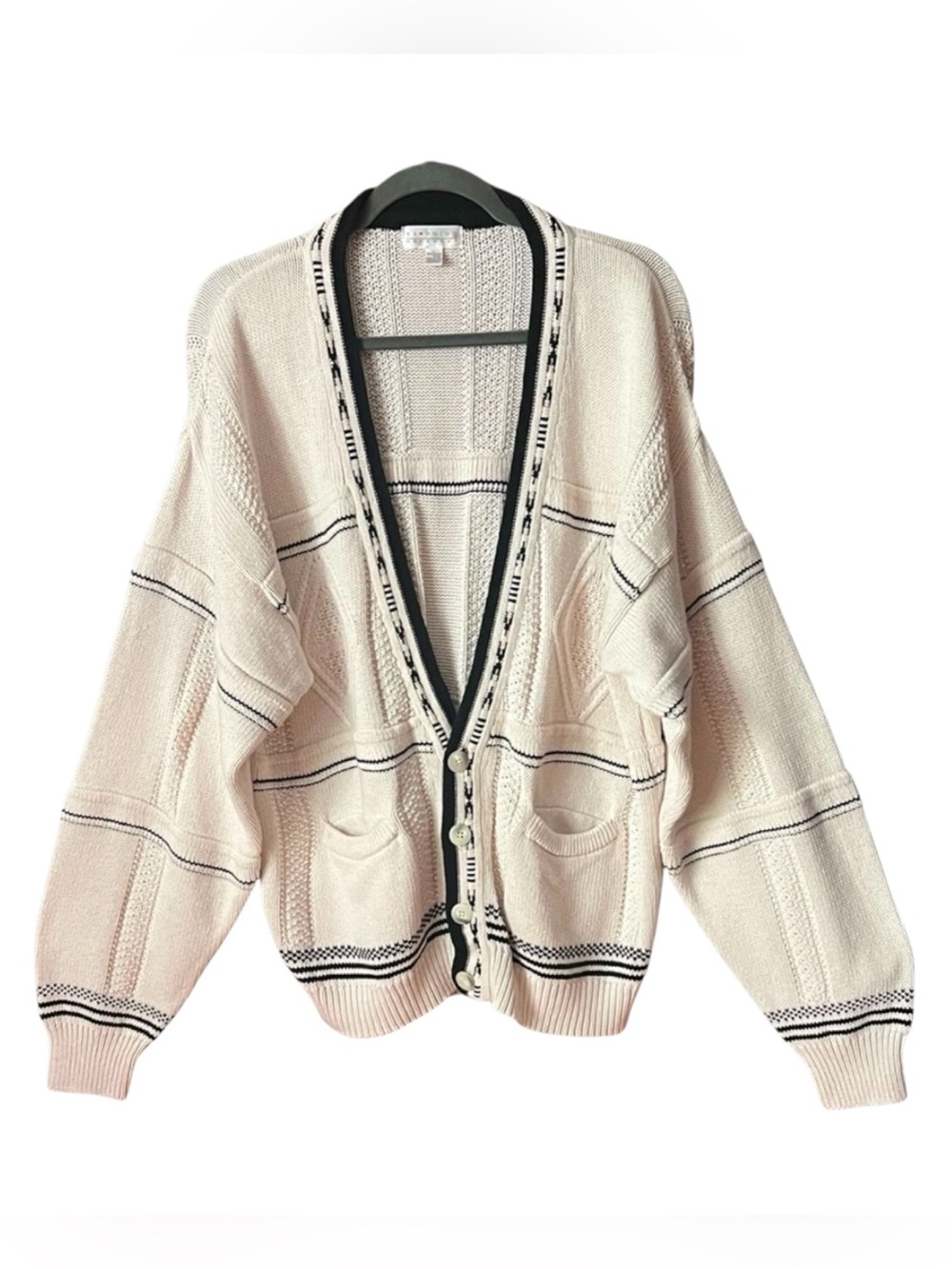 Electric grandpa Reunion  Menswear Button front  Deep V Sweater Cardigan. S
